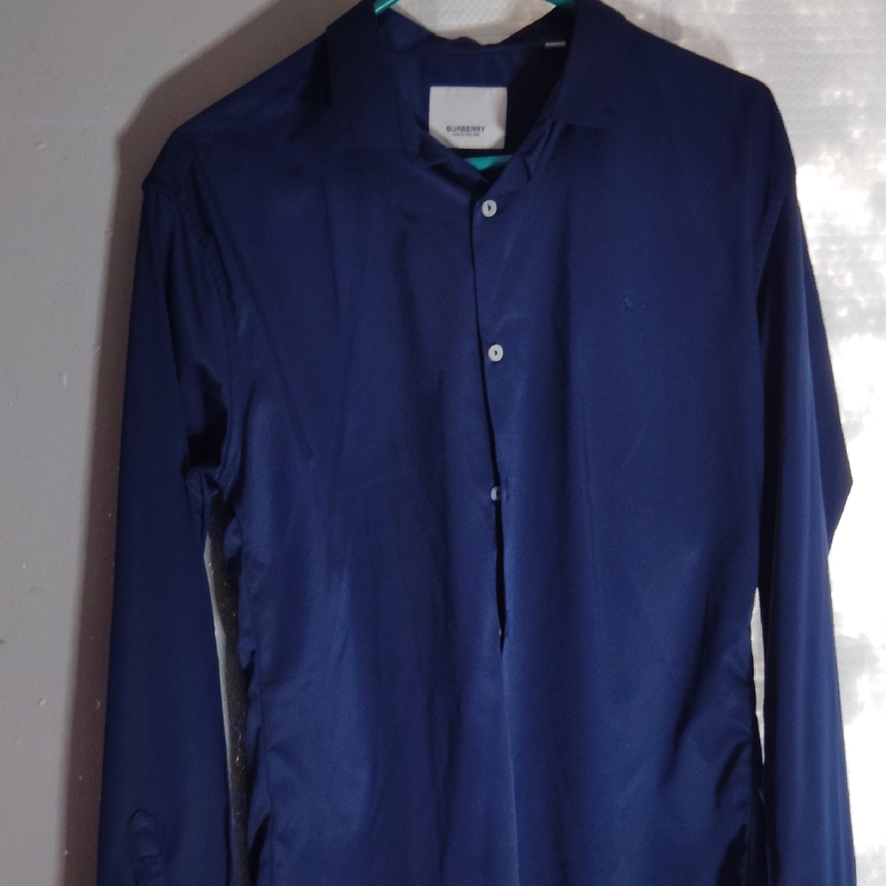 Burberry Navy Blue Casual Button Down Shirt